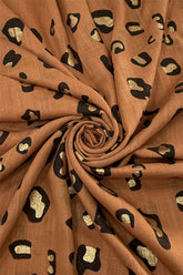 Gold Glitter Leopard Print Scarf - Coffee - Majestico Gifts